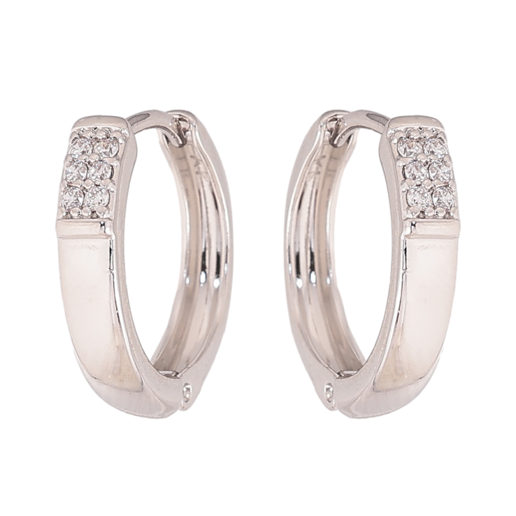 Сережки Xuping колір Родій колечка "Візерунок з кристалами" фото №18