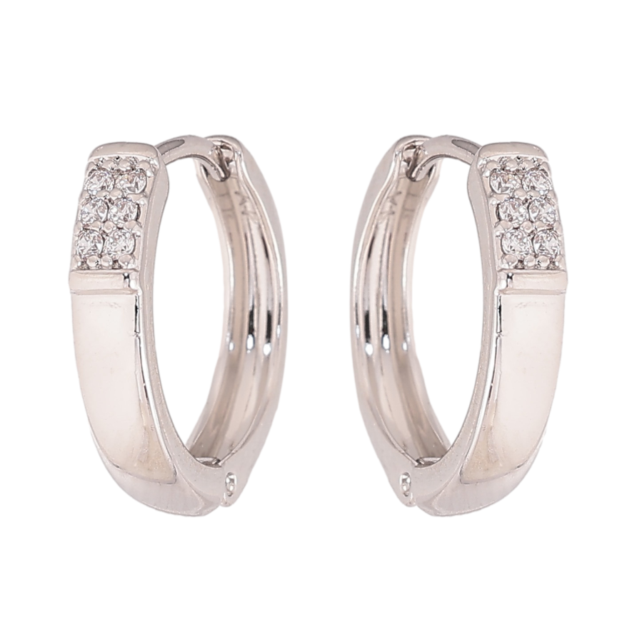 Сережки Xuping колір Родій колечка "Візерунок з кристалами" фото №1