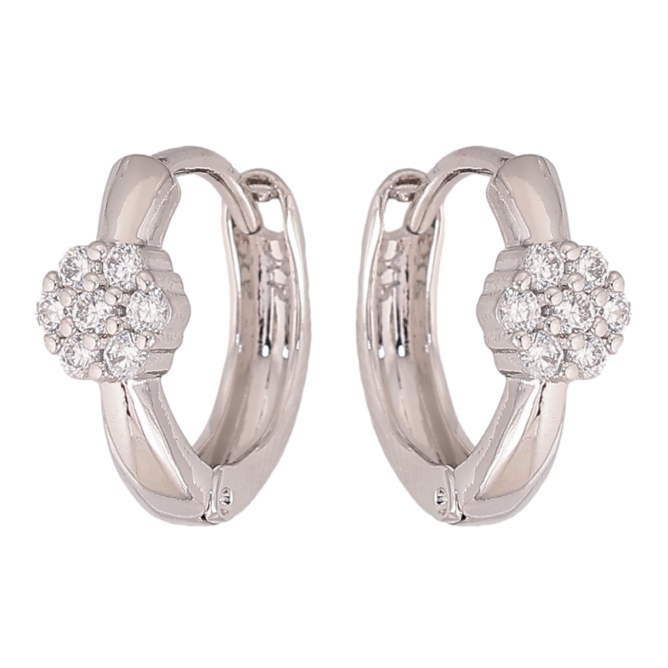 Сережки Xuping колір Родій колечка "Візерунок з кристалами" фото №16