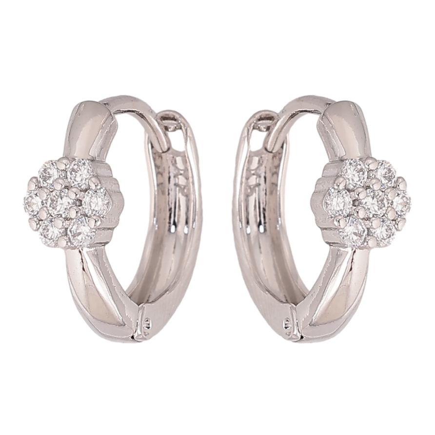 Сережки Xuping колір Родій колечка "Візерунок з кристалами" фото №1