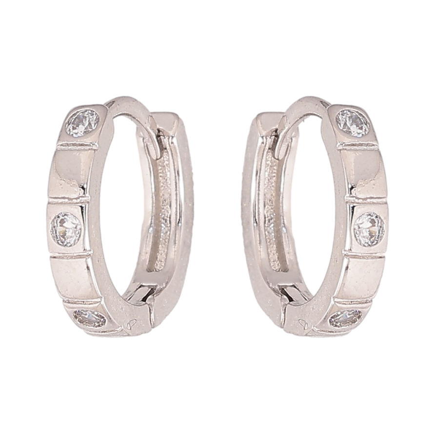 Сережки Xuping колір Родій колечка "Візерунок з кристалами" фото №1