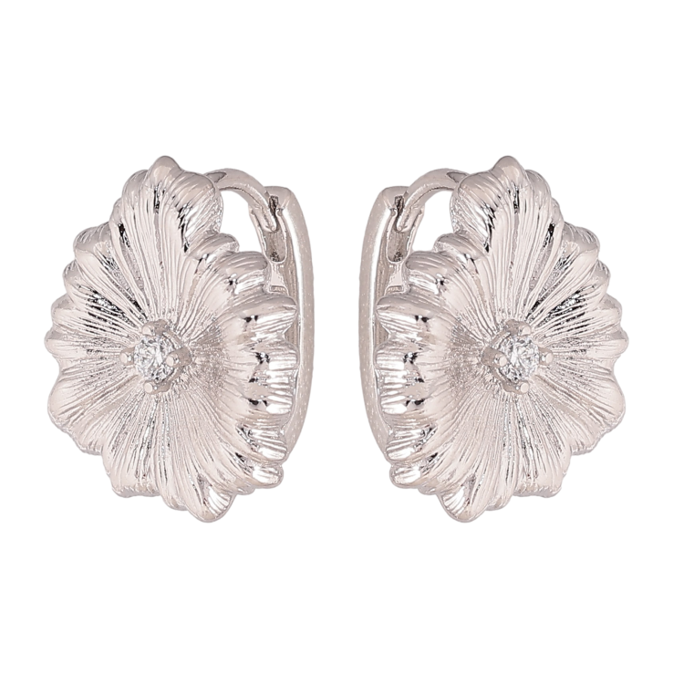 Сережки Xuping колір Родій колечка "Декоративні квіточки з кристалами" фото №7