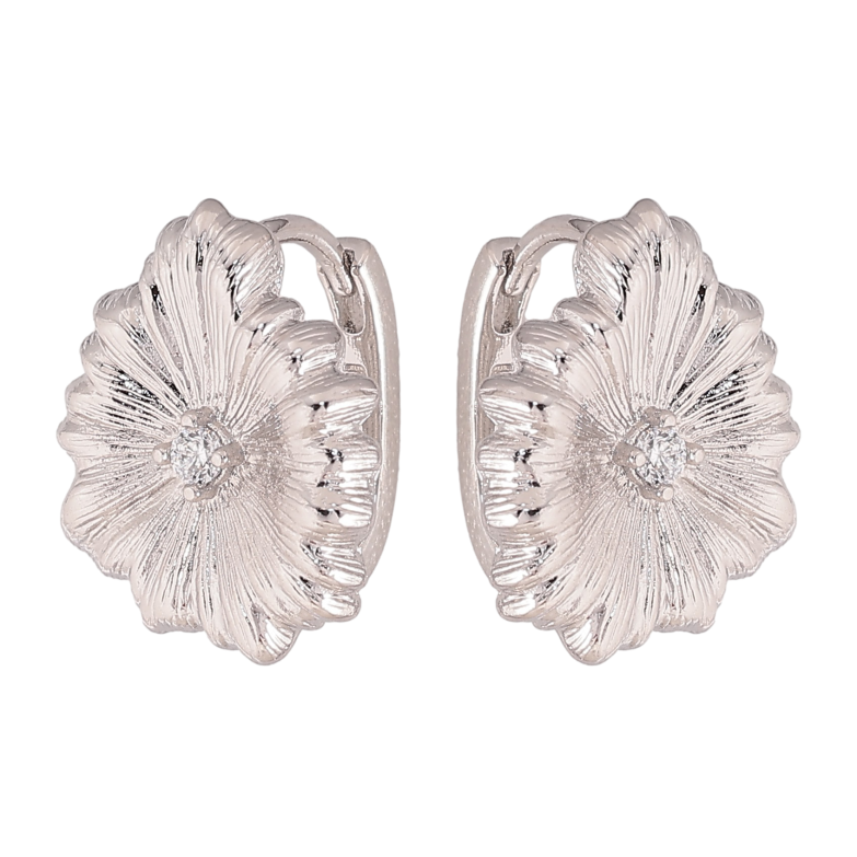 Серьги Xuping цвет Родий колечки "Декоративные цветочки с кристаллами" фото №1