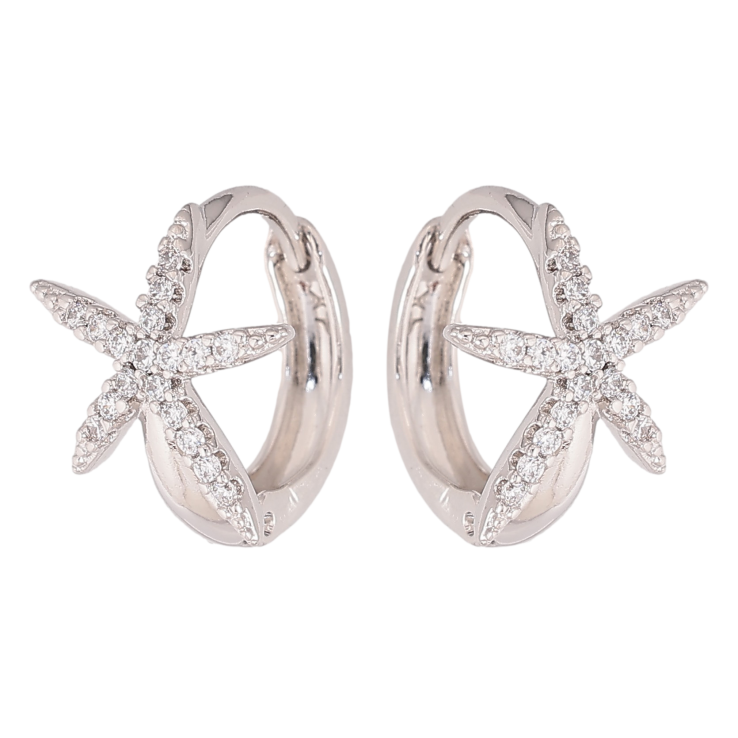 Сережки Xuping колір Родій колечка "Морські зірки" фото №5