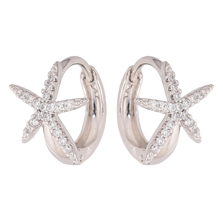 Сережки Xuping колір Родій колечка "Морські зірки" фото №1