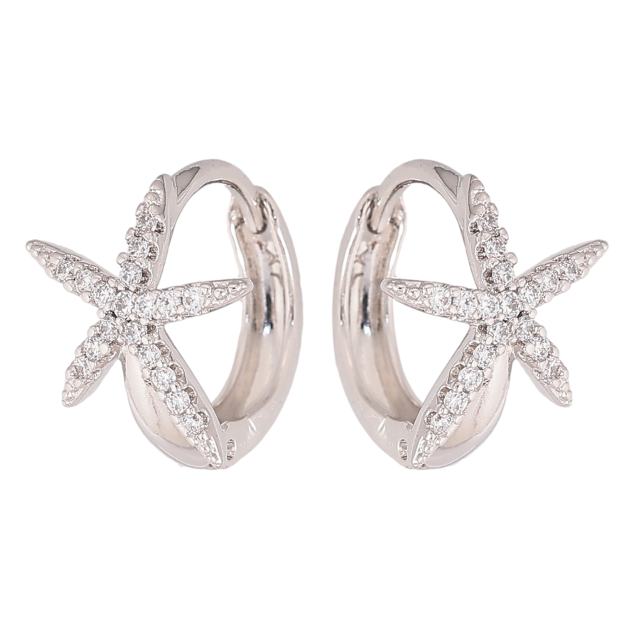 Сережки Xuping колір Родій колечка "Морські зірки" фото №1