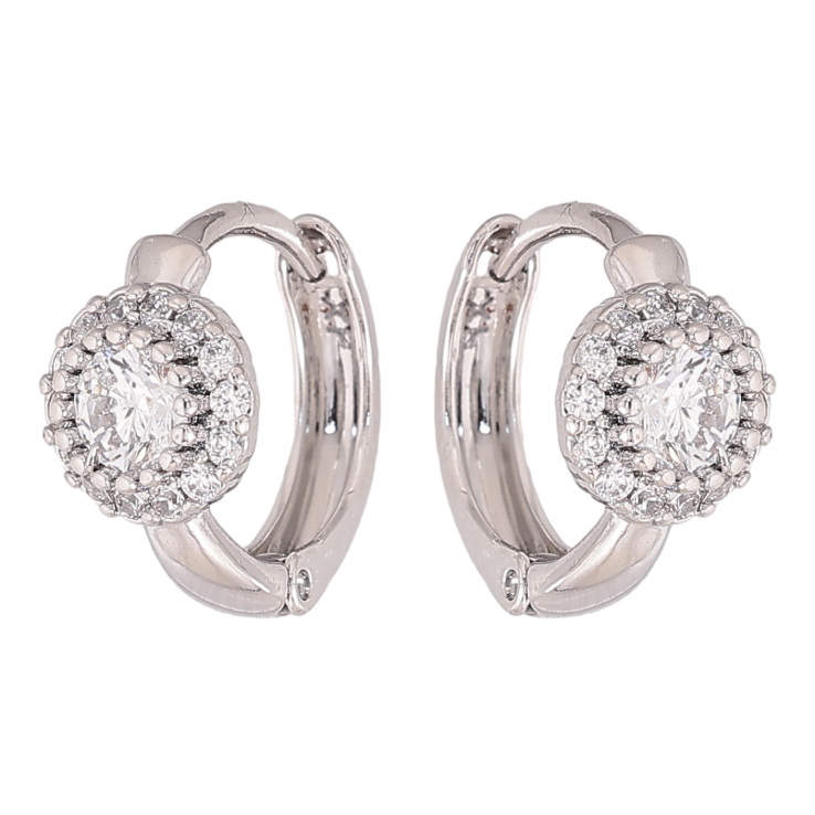 Сережки Xuping колір Родій колечка "Візерунок з кристалами" фото №21