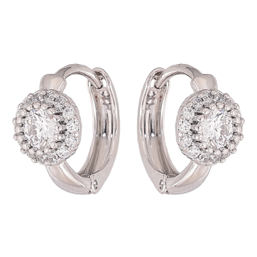 Сережки Xuping колір Родій колечка "Візерунок з кристалами" фото №1