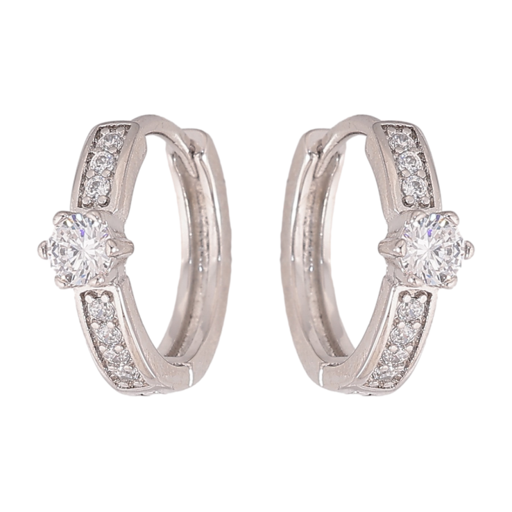 Серьги Xuping цвет Родий колечки "Узор с кристаллами" фото №14