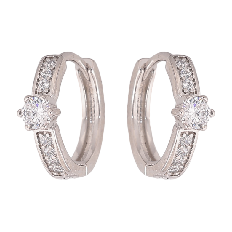 Серьги Xuping цвет Родий колечки "Узор с кристаллами" фото №4