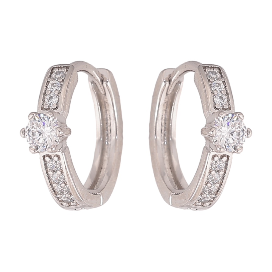 Серьги Xuping цвет Родий колечки "Узор с кристаллами" фото №1