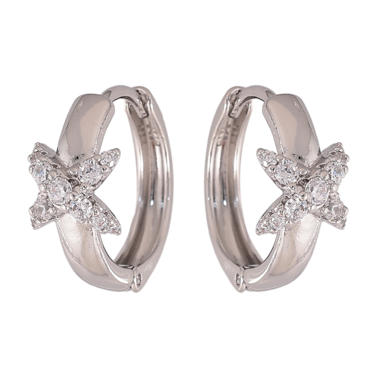 Серьги Xuping цвет Родий колечки "Узор с кристаллами" фото №10