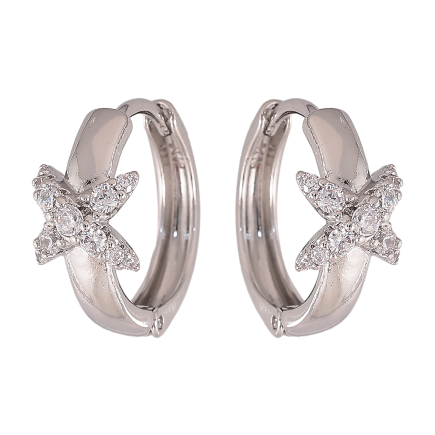 Серьги Xuping цвет Родий колечки "Узор с кристаллами" фото №1