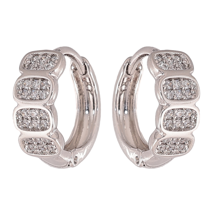 Серьги Xuping цвет Родий колечки "Узор с кристаллами" фото №8