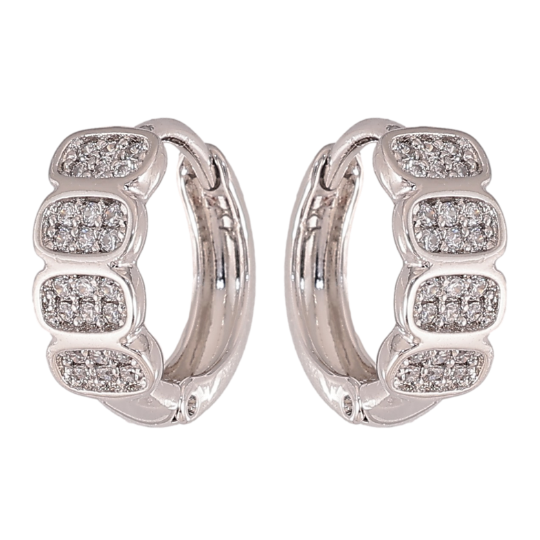 Серьги Xuping цвет Родий колечки "Узор с кристаллами" фото №1