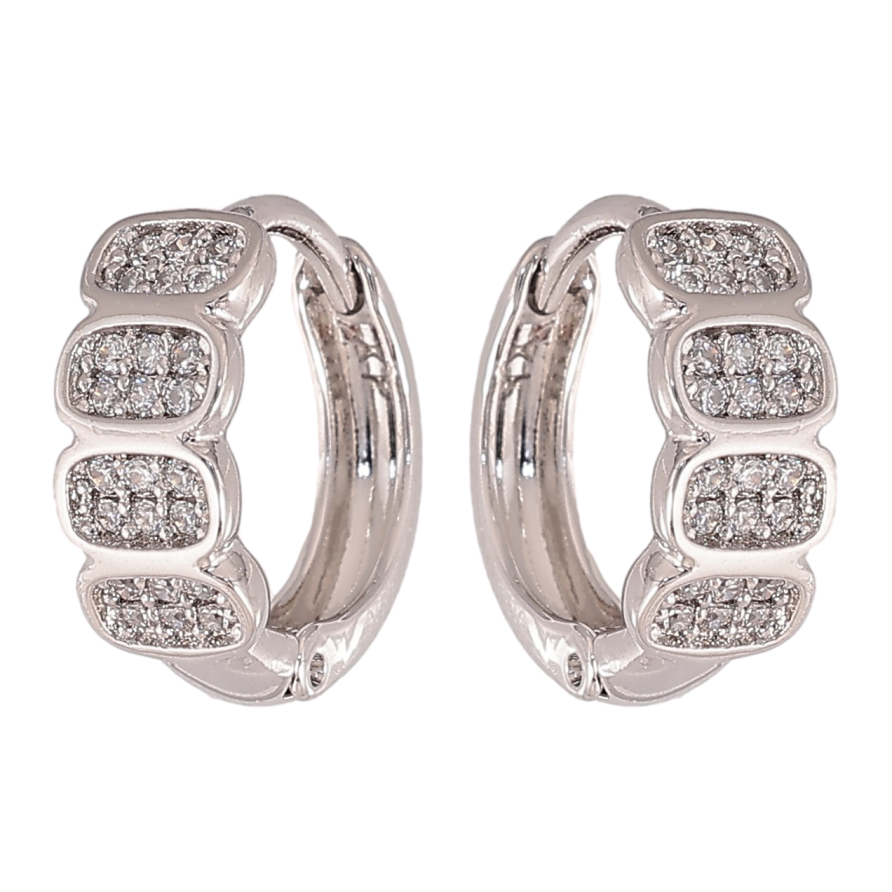 Серьги Xuping цвет Родий колечки "Узор с кристаллами" фото №1