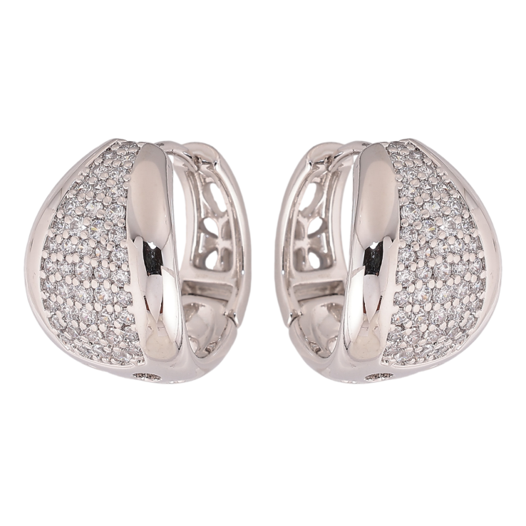 Серьги Xuping цвет Родий колечки "Инкрустация кристаллами" фото №6