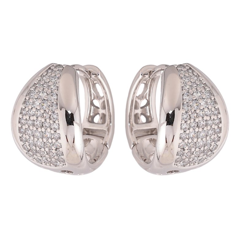 Сережки Xuping колір Родій колечка "Інкрустація кристалами" фото №1