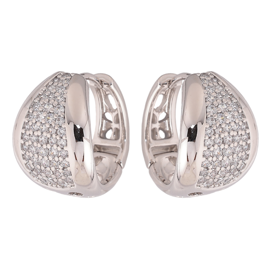 Серьги Xuping цвет Родий колечки "Инкрустация кристаллами" фото №1