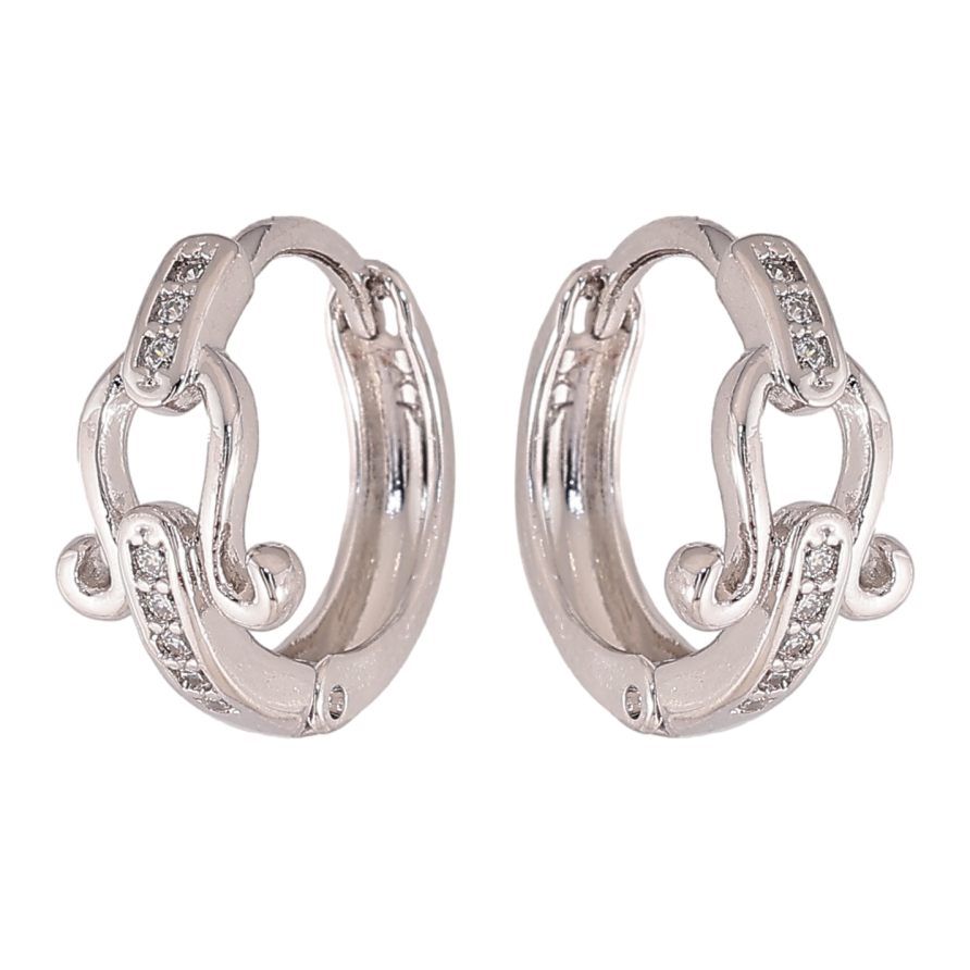 Серьги Xuping цвет Родий колечки "Узор с кристаллами" фото №1