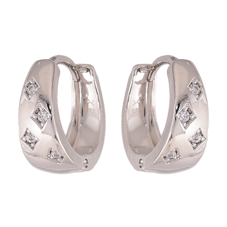 Сережки Xuping колір Родій колечка "Візерунок з кристалами" фото №6