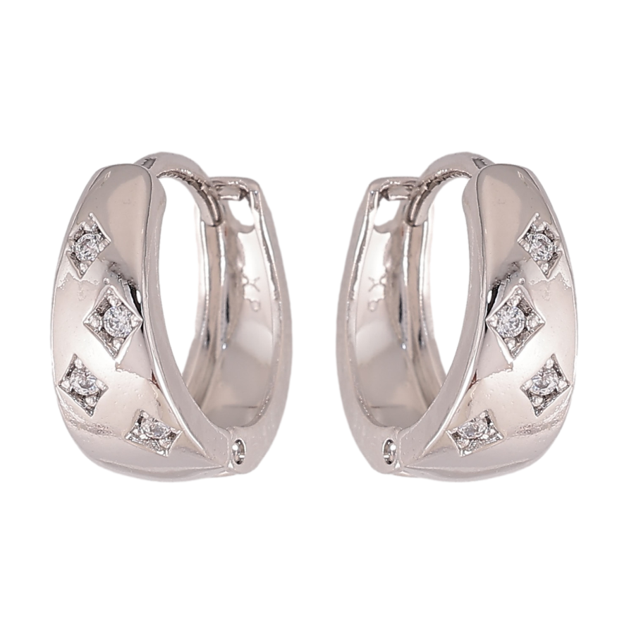 Сережки Xuping колір Родій колечка "Візерунок з кристалами" фото №1