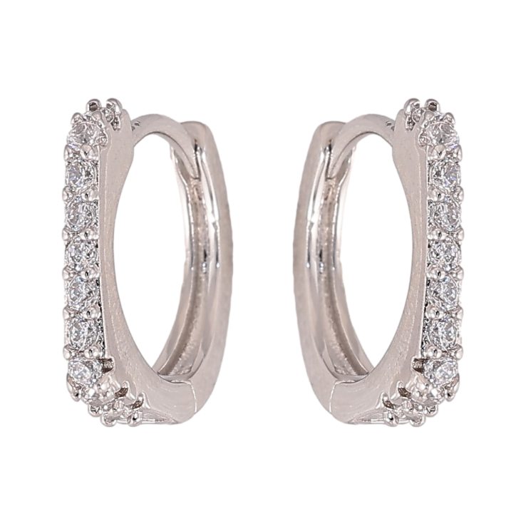 Сережки Xuping колір Родій колечка "Візерунок з кристалами" фото №4