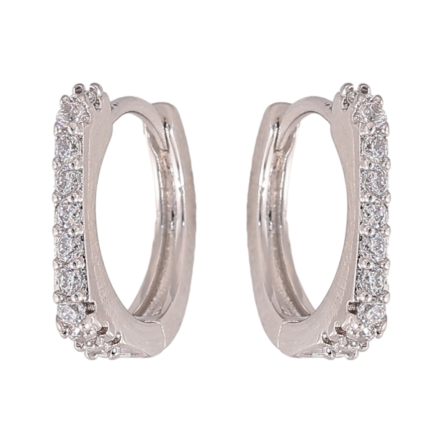 Сережки Xuping колір Родій колечка "Візерунок з кристалами" фото №1