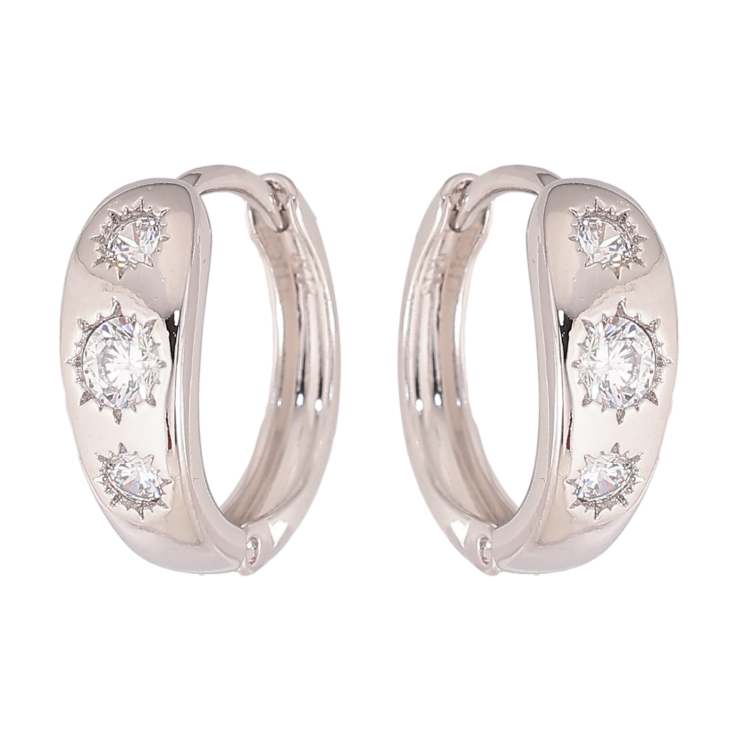 Сережки Xuping колір Родій колечка "Візерунок з кристалами" фото №2