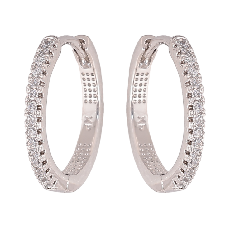 Сережки Xuping колір Родій колечка "Доріжки кристалів" фото №2