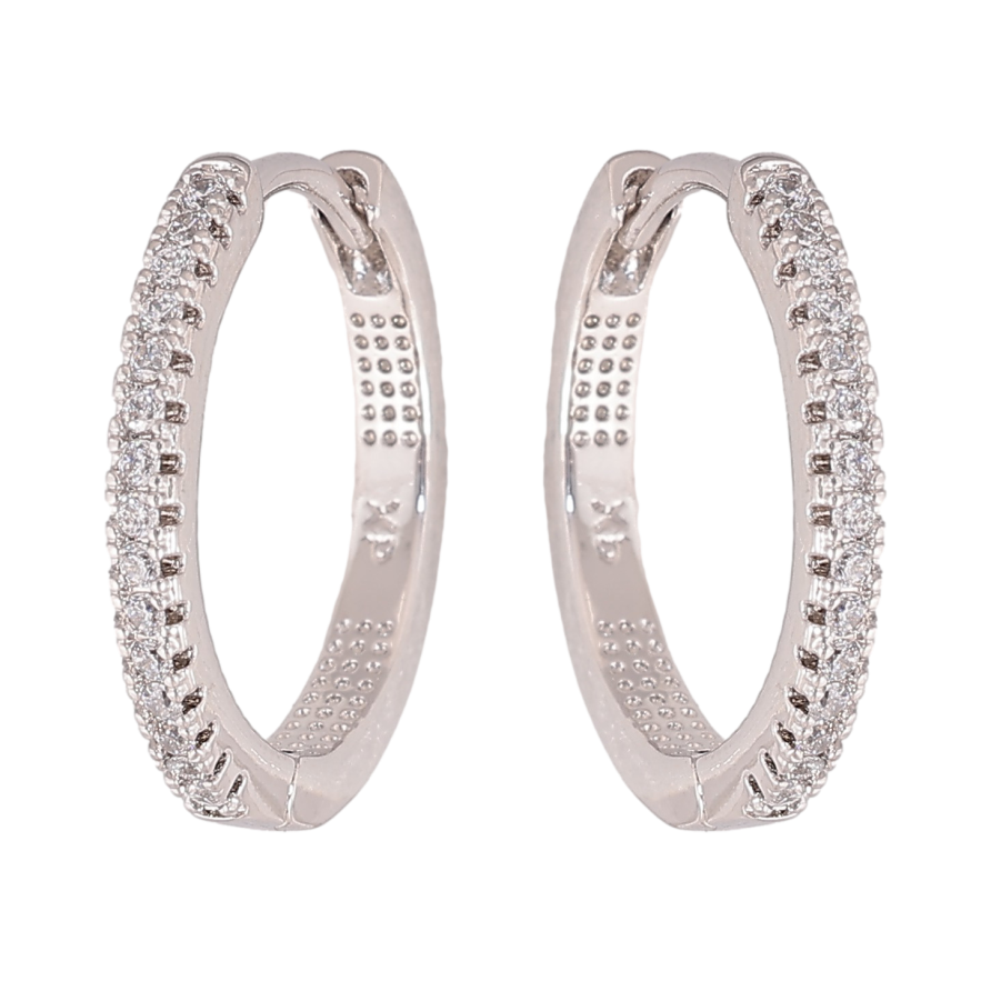 Сережки Xuping колір Родій колечка "Доріжки кристалів" фото №1