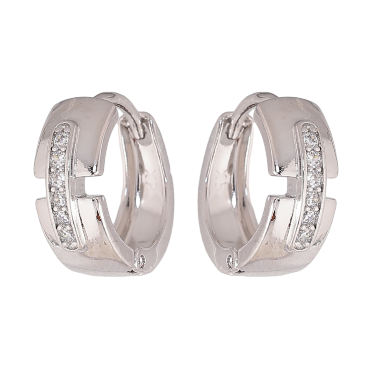 Серьги Xuping цвет Родий колечки "Узор с кристаллами" фото №13