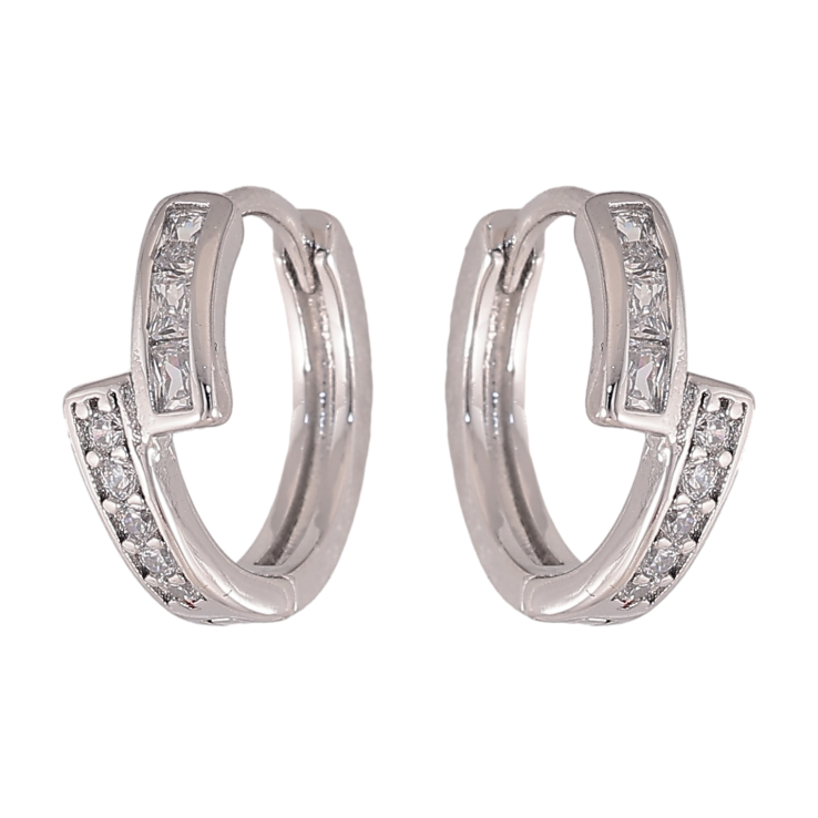 Серьги Xuping цвет Родий колечки "Узор с кристаллами" фото №16