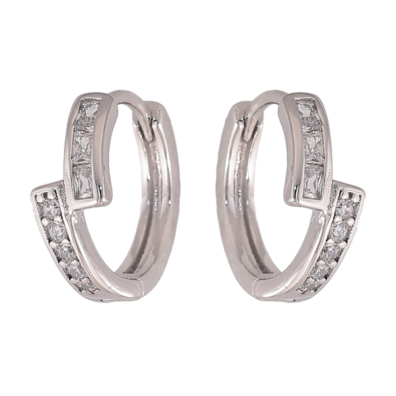 Серьги Xuping цвет Родий колечки "Узор с кристаллами" фото №1