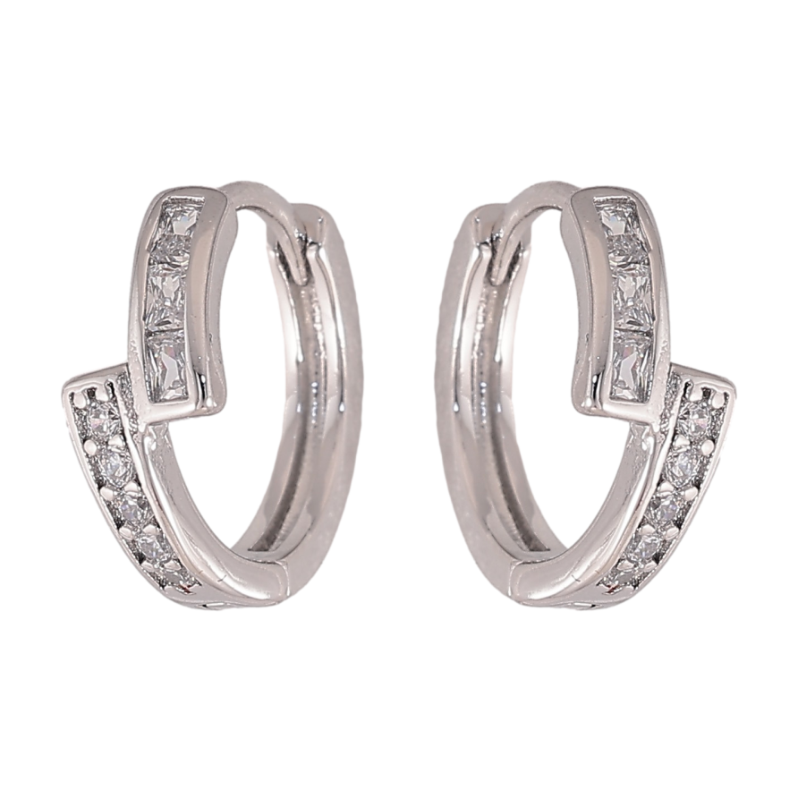 Серьги Xuping цвет Родий колечки "Узор с кристаллами" фото №1