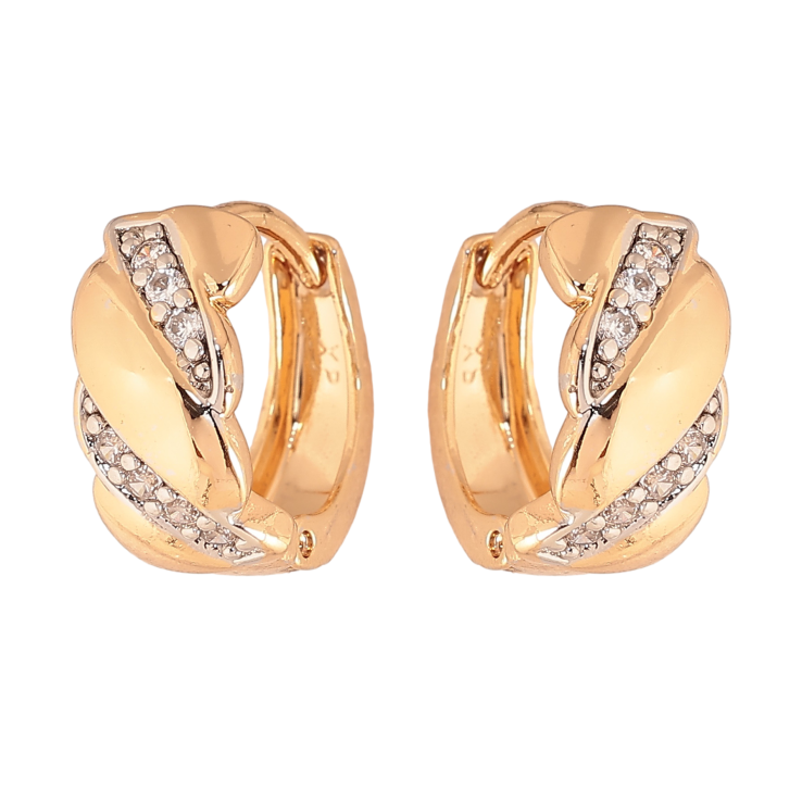 Сережки Xuping колір позолота 18K + родій колечка візерунок з кристалами фото №20