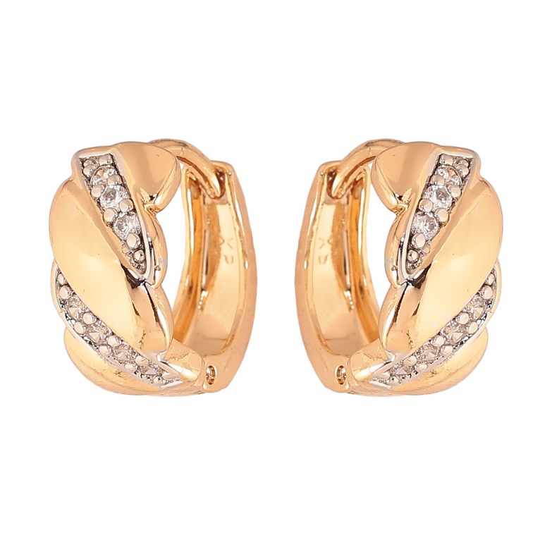 Серьги Xuping цвет позолота 18K + родий колечки узор с кристаллами фото №14