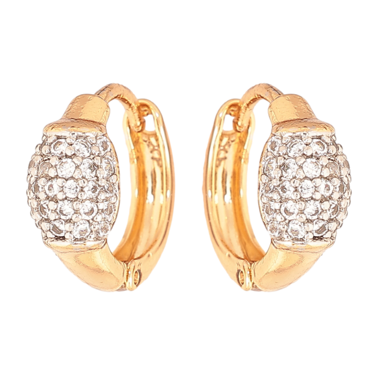 Сережки Xuping колір позолота 18K + родій колечка візерунок з кристалами фото №11