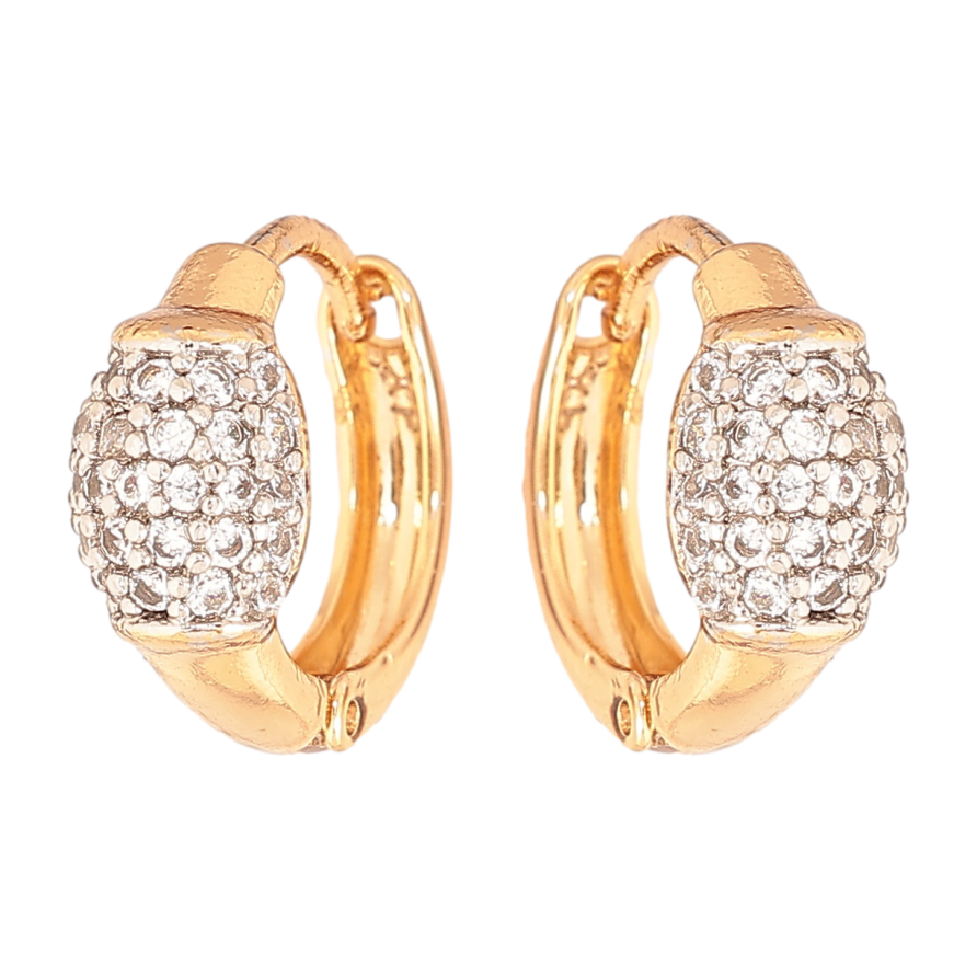 Серьги Xuping цвет позолота 18K + родий колечки узор с кристаллами фото №1