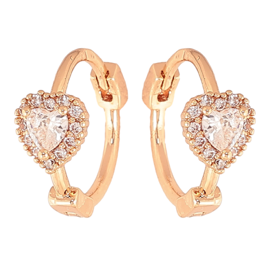 Сережки Xuping колір позолота 18К колечка сердечка з кристалами фото №1