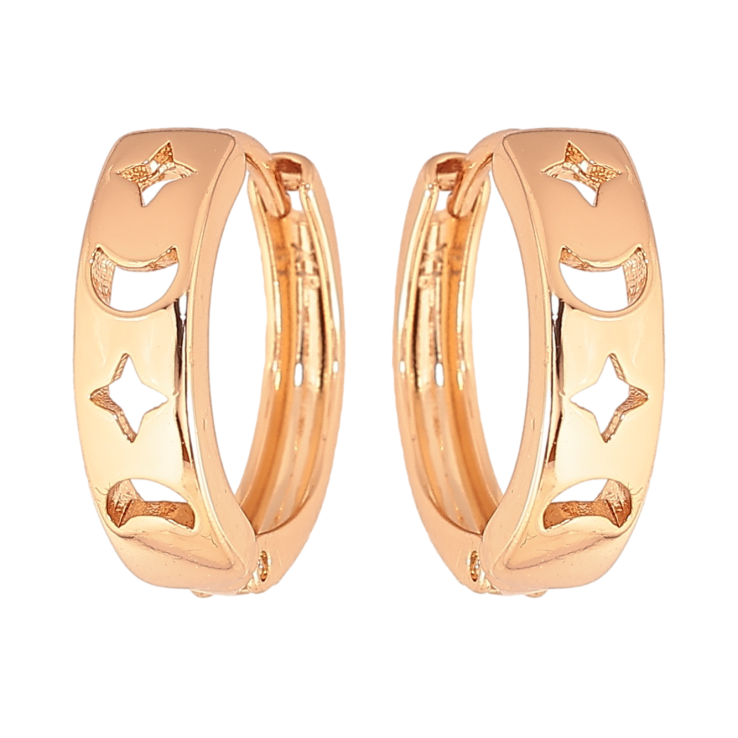 Серьги Xuping цвет позолота 18К колечки декоративный узор фото №12