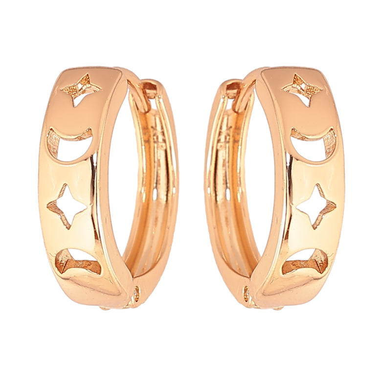 Серьги Xuping цвет позолота 18К колечки декоративный узор фото №1