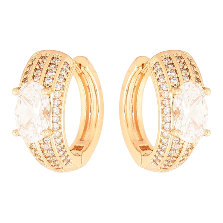 Серьги Xuping цвет позолота 18К колечки декоративный узор с кристаллами фото №5