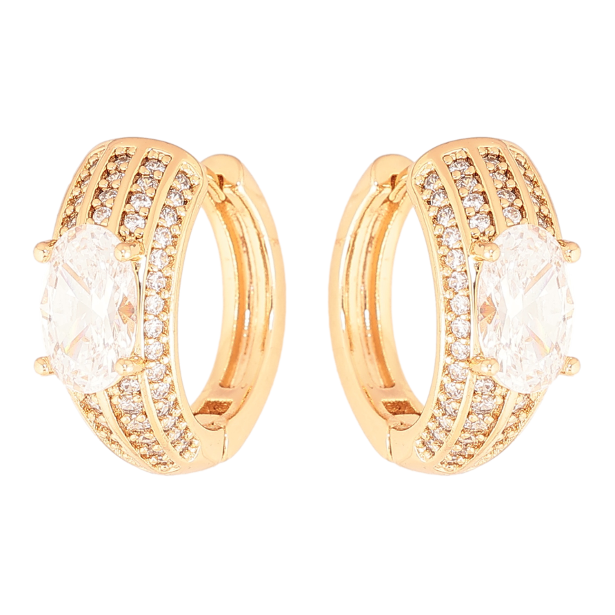 Серьги Xuping цвет позолота 18К колечки декоративный узор с кристаллами фото №1