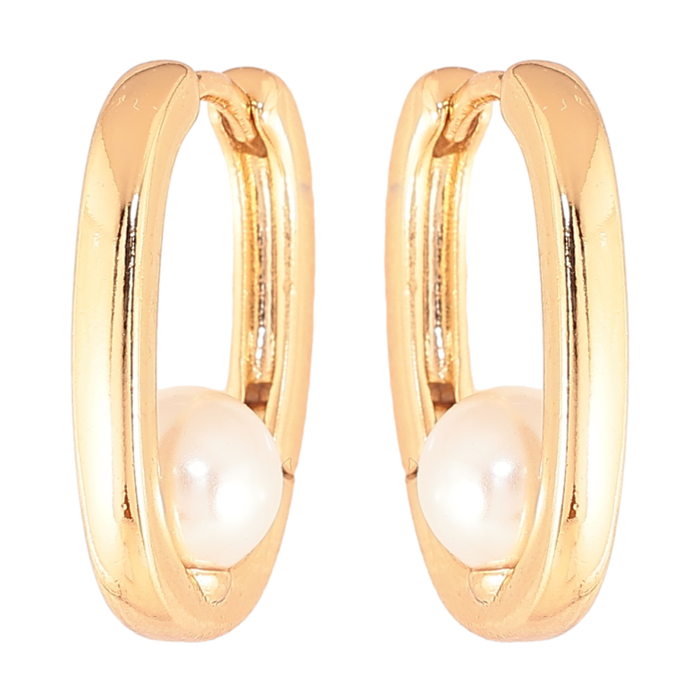 Серьги Xuping цвет позолота 18К колечки вставки жемчужины фото №1