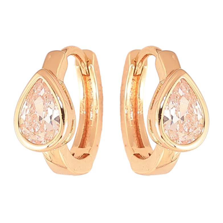 Серьги Xuping цвет позолота 18К колечки кристальные капельки фото №1