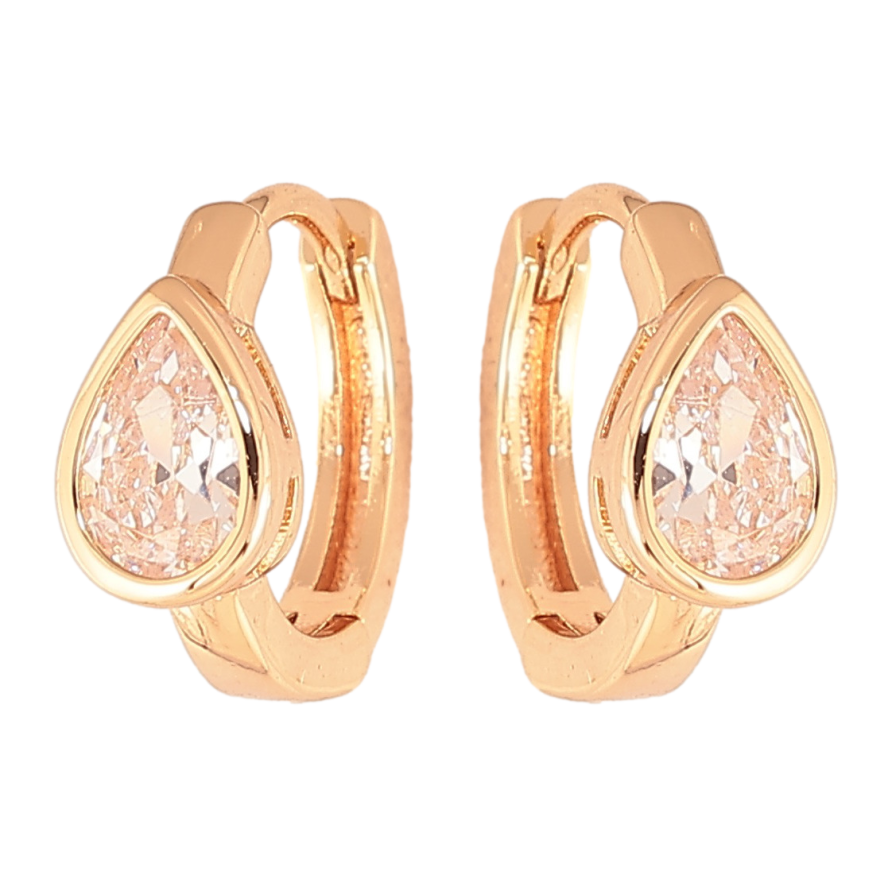 Сережки Xuping колір позолота 18К колечка кристальні крапельки фото №1
