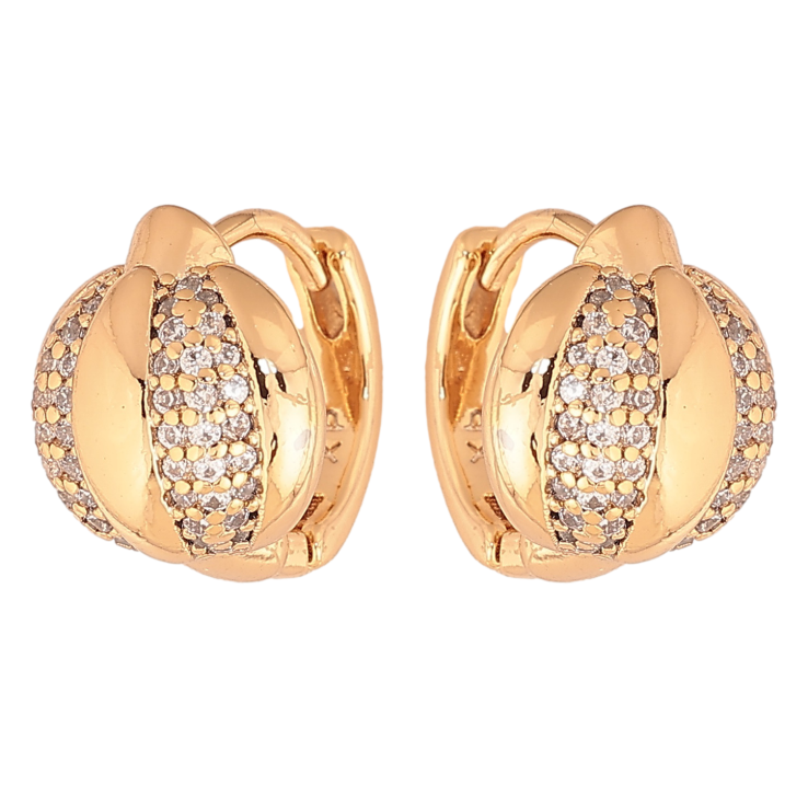 Сережки Xuping колір позолота 18К колечка інкрустація кристалами фото №7