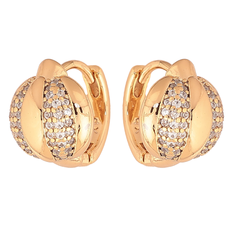 Серьги Xuping цвет позолота 18К колечки инкрустация кристаллами фото №1