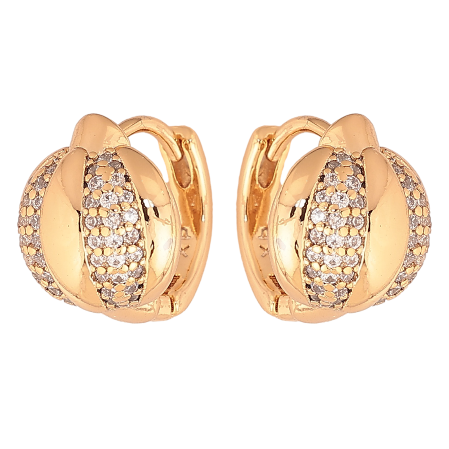 Сережки Xuping колір позолота 18К колечка інкрустація кристалами фото №1